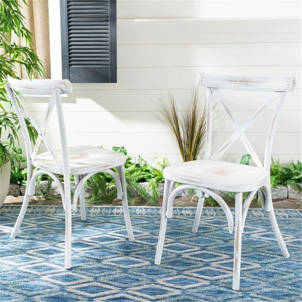 Safavieh Outdoor Living Elia Chair - Distressed White, 2PK PAT4029A-SET2